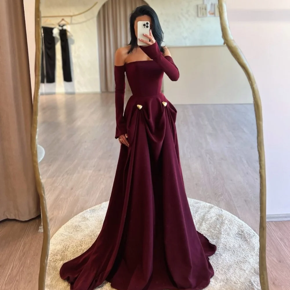 Customized Matching Classic Pleat Draped Rhinestone A-line Off-the-shoulder Long Dresses Bespoke Occasion Dresses Exquisite