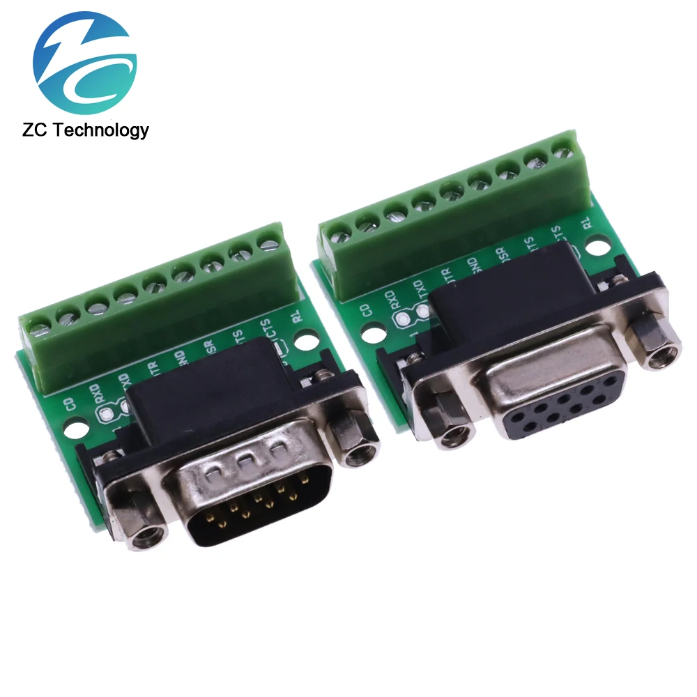 DB9 Male Female Adapter Signals Terminal Module RS232 RS485 Serial To Terminal 9-Pin 9-Hole Connector