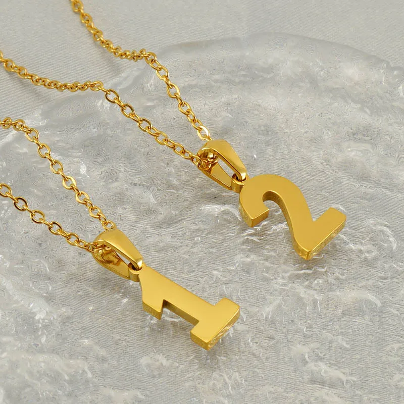english number necklace Old English Lucky Angel Number Necklaces For Women Dainty Gift For Boyfriend Girls view 3