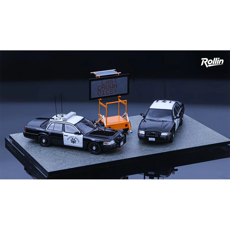 Rollin 1:64 Chp California Highway Patrol Victoria Crown Double Car Pack Police Car Toy Alloy Material APA 2025 Exhibition Model