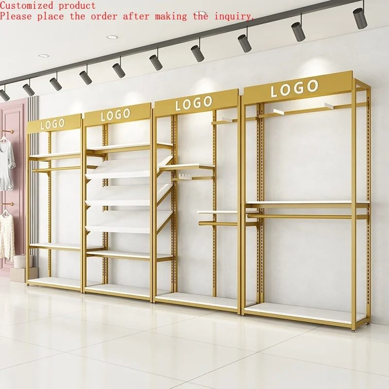 

Customized logo Popular Fashion Stainless Steel Clothing Men Suit Clothing Store Interior Design Store Display Stand
