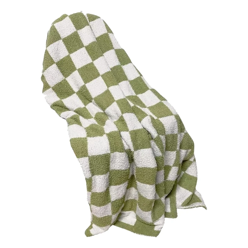 1 Pcs Throw Blankets Checkered Fuzzy Blanket Plaid Decorative Throw Blanket - Shaggy Fleece Blanket Super Soft Green