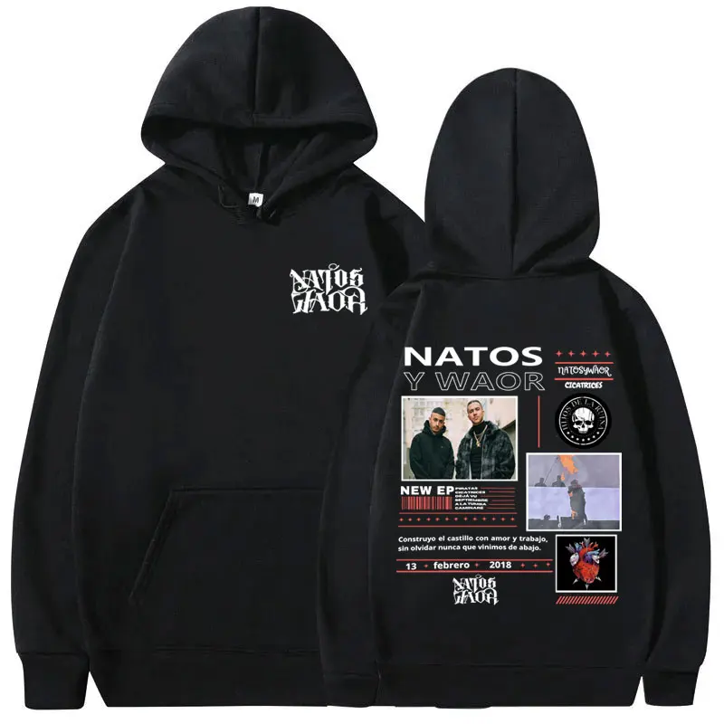 

Rapper NATOS WAOR Hijos De La Ruina 2025 Hoodie Men Women Clothing Hip Hop Vintage Oversized Pullovers Hoodies Streetwear Unisex