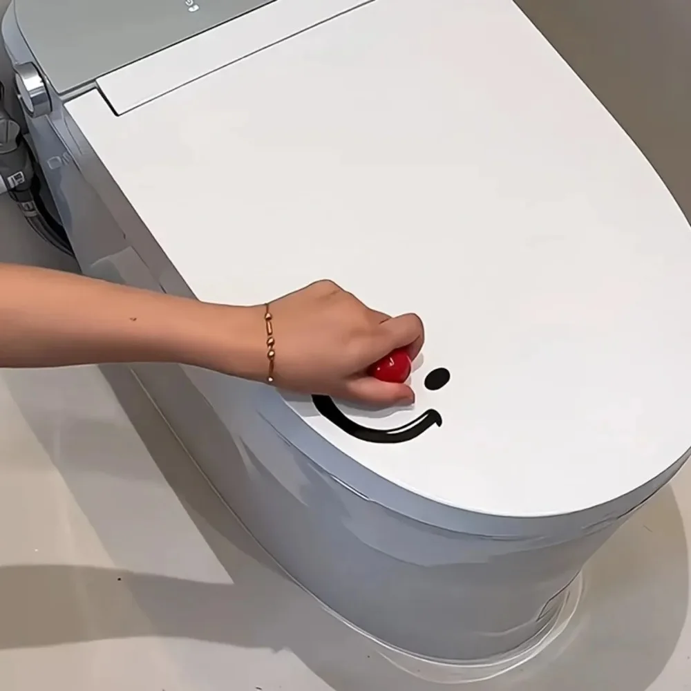 الدوبامين ابتسامة الكرة غطاء المرحاض رافع مع ملصق المرحاض سهلة قبضة عناصر الديكور المرحاض ملصق الحمام ديكور مرحاض #6