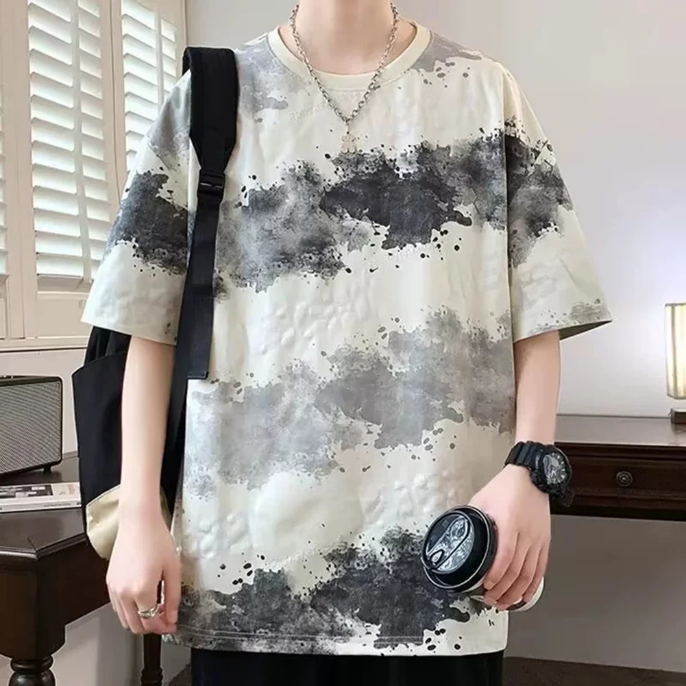 

Casual Short Sleeve Loose Fit Summer Top Daily Casual Wear Men's Clothing O Neck Design Casual Loose Short Sleeve Tee