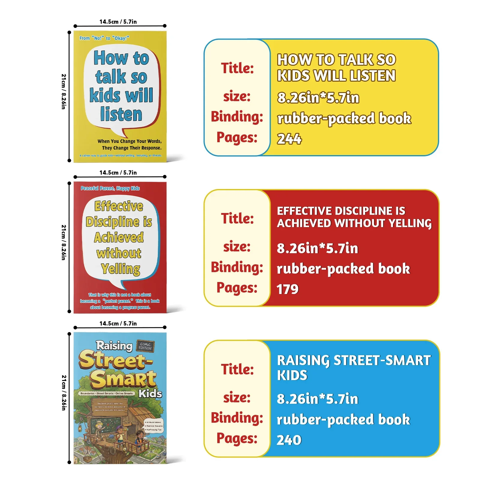 3-Book Parenting Set, How to Talk So Kids Will Listen + Discipline Without Yelling + Raising Street-Smart Kids, Calm Parenting