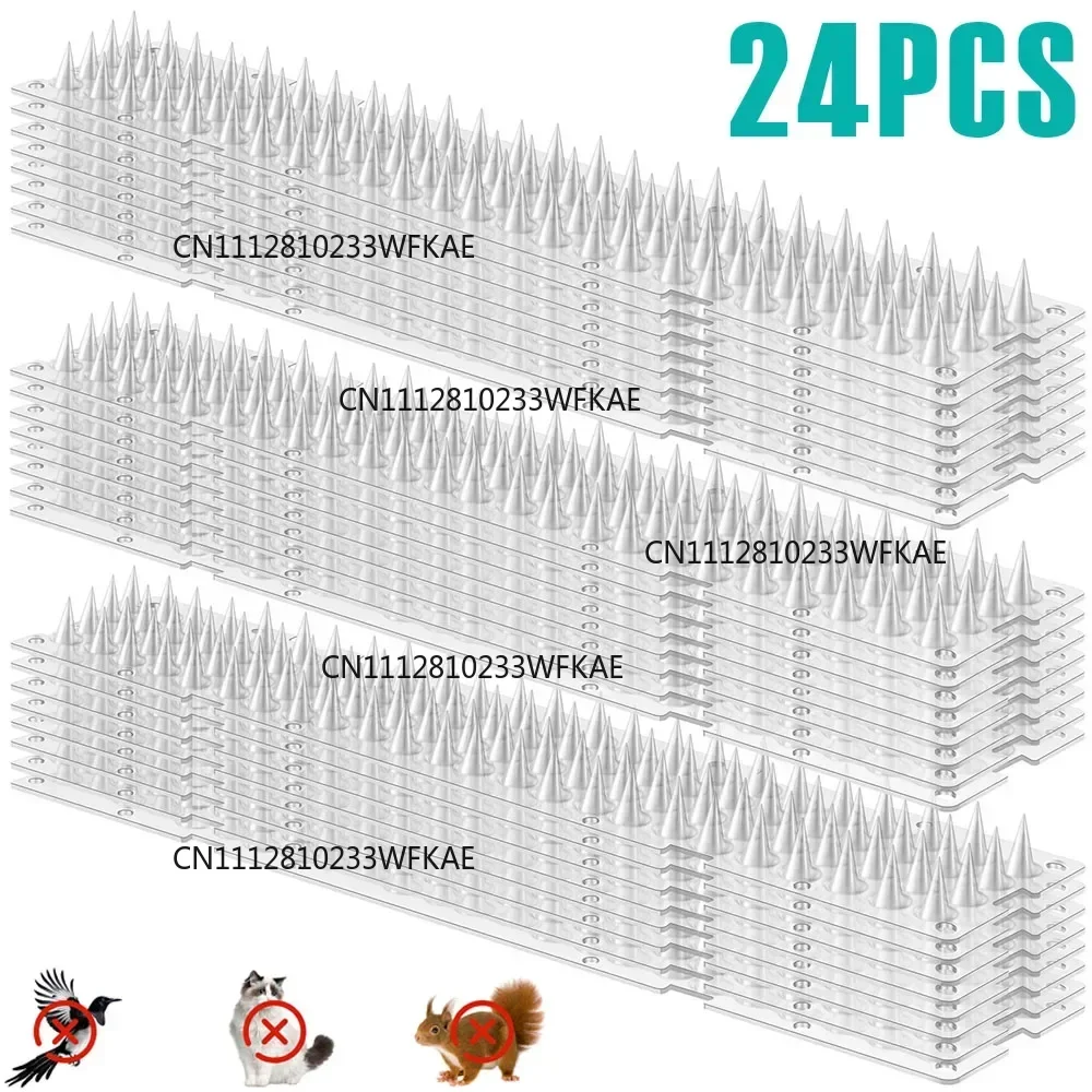 24Pcs Bird Repeller Spikes Plastic Transparent Cat Intruder Deterrent Strip Anti Climb Fence Wall Spikes for Pigeon Squirrel Cat