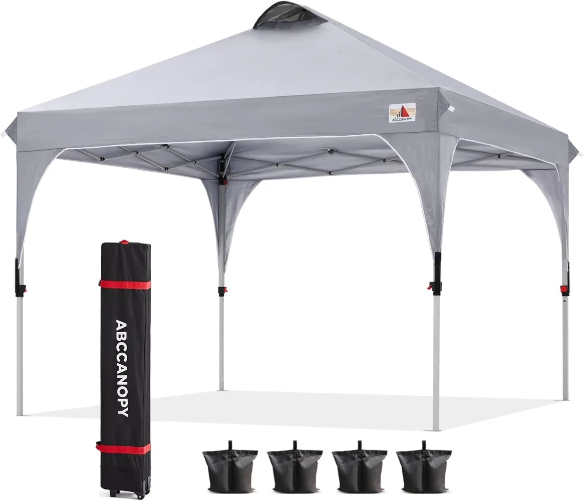 Outdoor Pop up Canopy Tent, 10x10 Instant Portable Canopy for Camping, Beach, Backyard,Gray