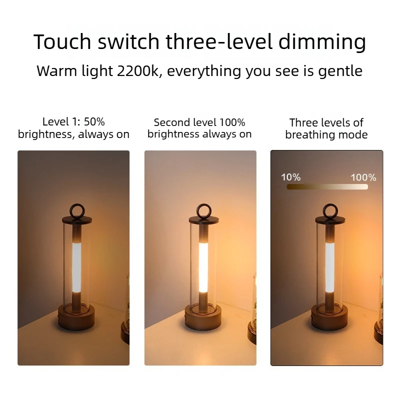 Table Lamp For Outdoor Camping, Small Night Light, Dinner Table Lamp For Restaurant Or Bar Ambiance, USB Rechargeable view 6