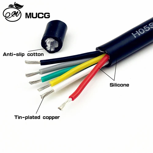 Imagen 2 del producto Cable de funda de silicona resistente al calor, 2 núcleos, 3C, 4C, 5C, 6C, 8C, aislamiento, cableado de Cable de energía eléctrica de Audio, muy suave, 22 20 AWG