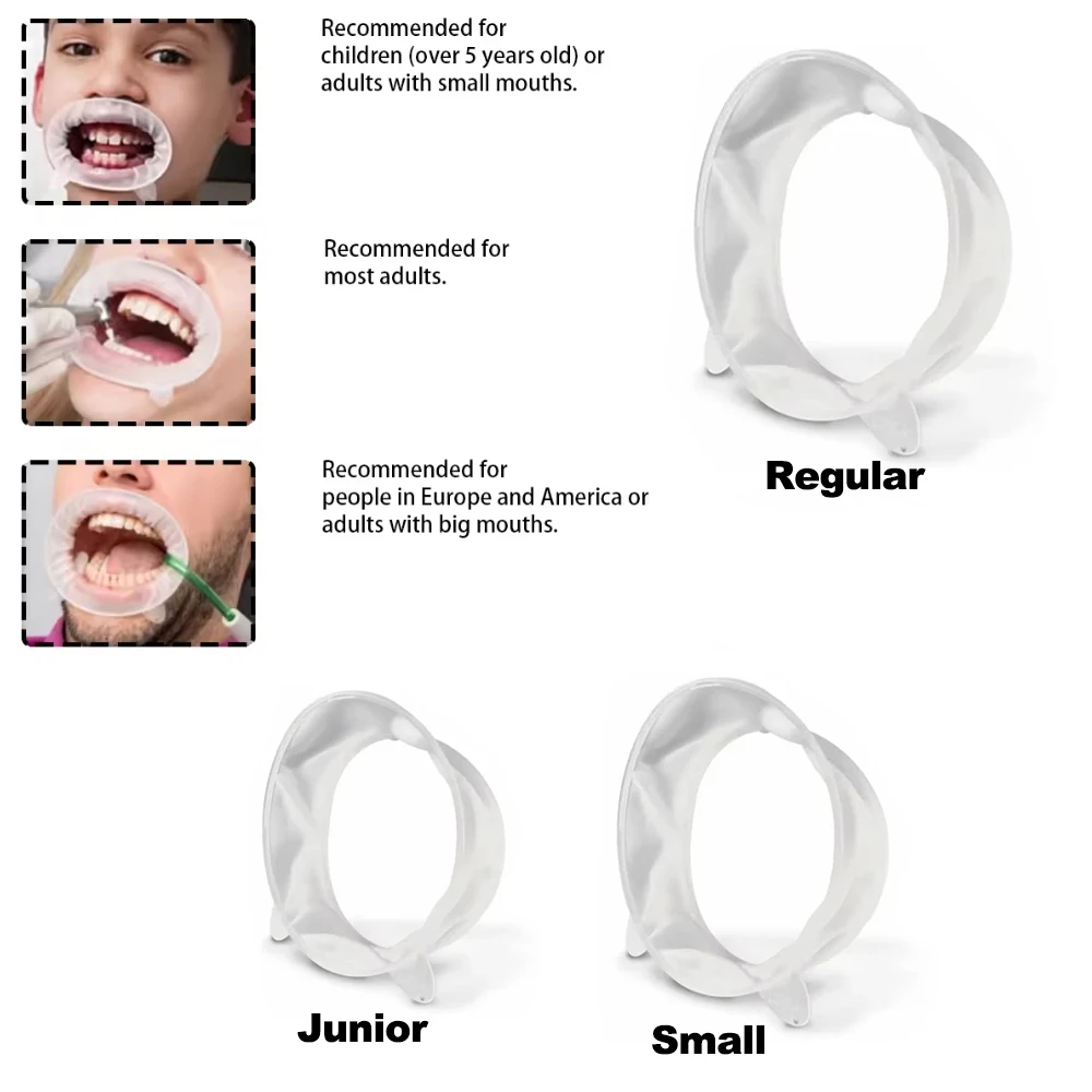 10PCS Dental Mouth Opener 3D Oral Lip Cheek Retractor O Shape Rubber Expander for Regular Small Junior Dentistry Tool Set