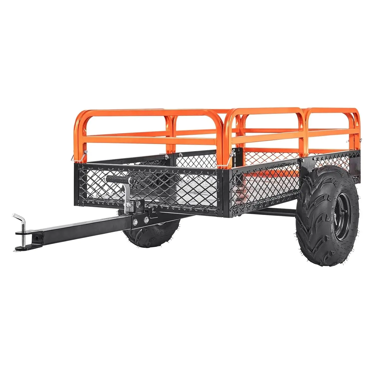 Heavy Duty Steel ATV Dump Trailer 1500LB 15Cu.Ft Tow Behind Cart Removable Sides 2 Tires for Mower Tractor UTV, Customized