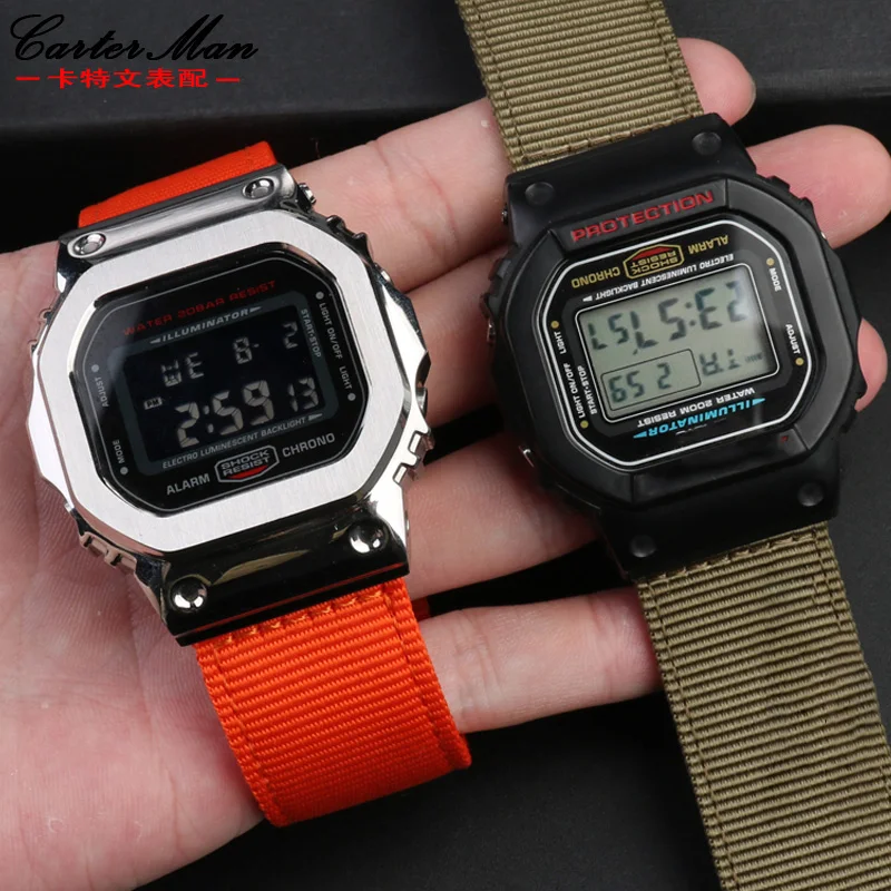 For Casio g-shock nylon strap GW6900 DW5600 GW-B5600 GM-5600 modified canvas strap men's wrist strap bracelet accessories 16mm