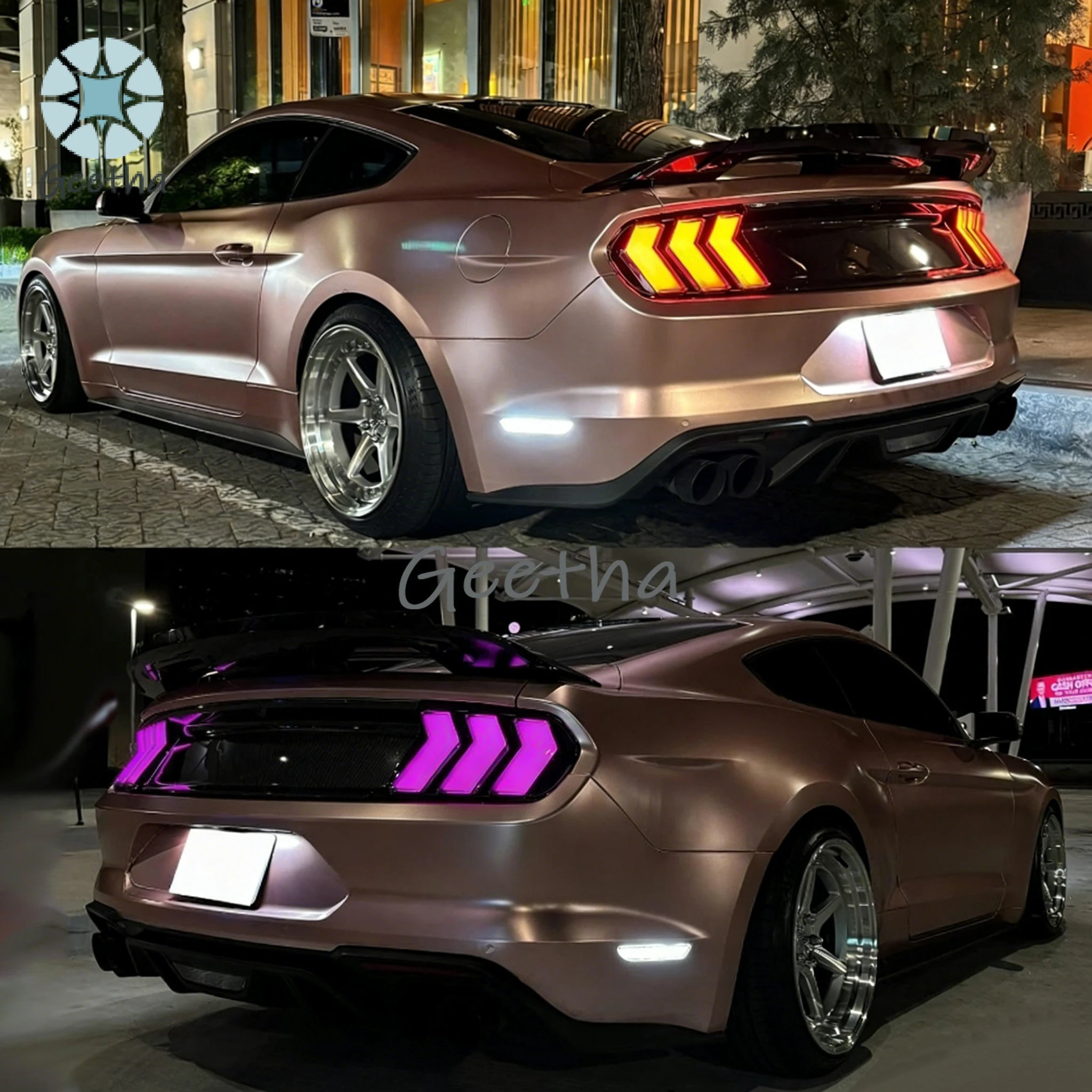 For LED Tail Lights for Ford Mustang Gt 2015-2022 RGB DRL Animation Car Back Lamps Assembly 6 Kinds Mode of Turn Signal