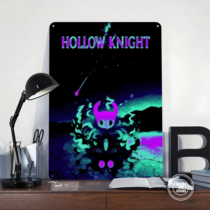 Hollow Knight Game Printed Poster Customized Wall Art Retro Vintage Metal Tin Signs for Gamer Living Room Decoration Cozy Home