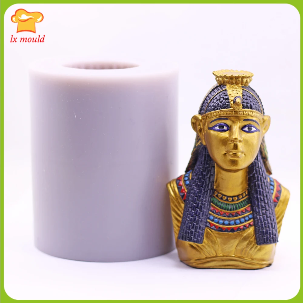 3D Egyptian Bust Silicone Molds Resin Plaster, SOAP, Character Candle Mould Hat With Bird Mold Egyptian God