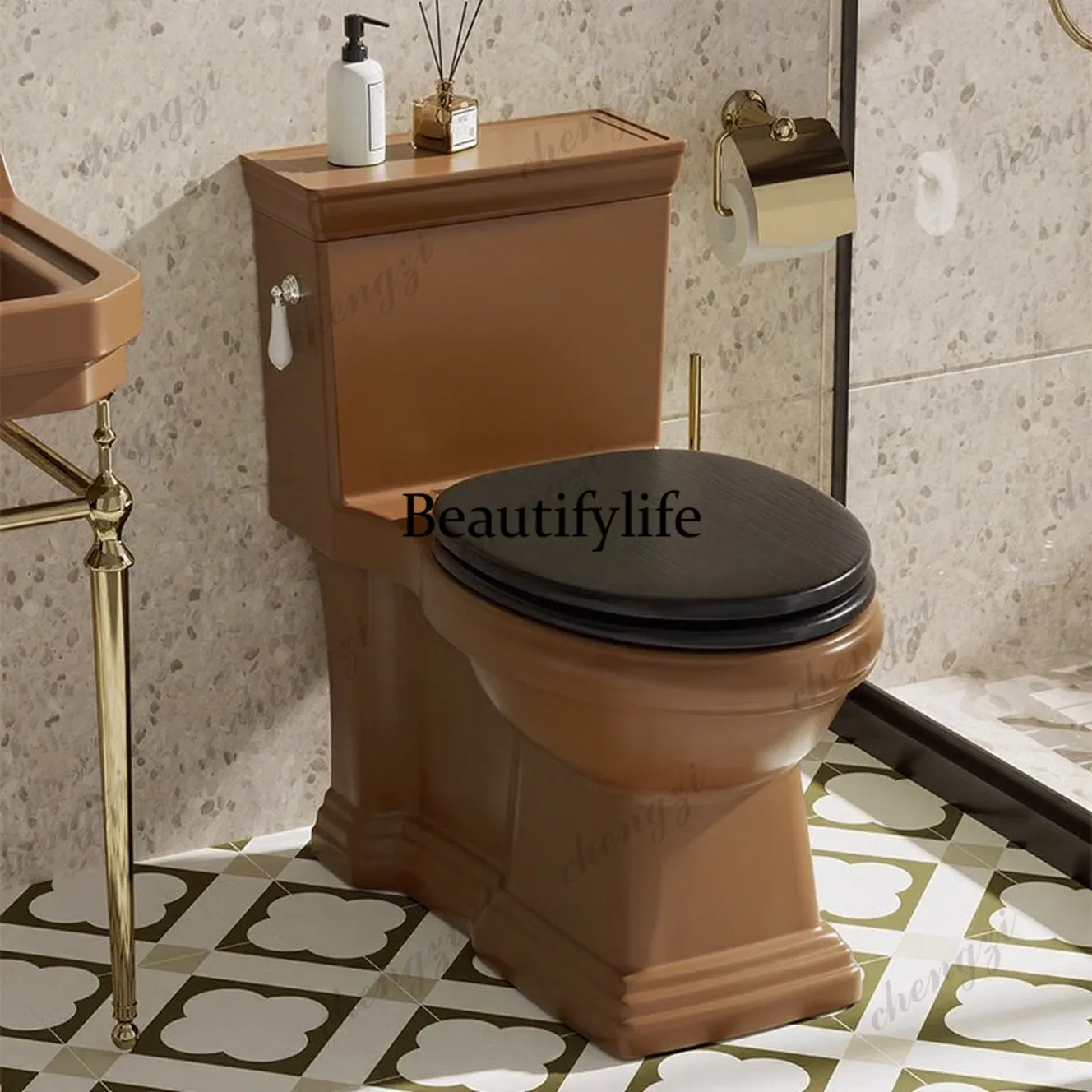 French retro caramel brown ordinary toilet household personality creative American toilet