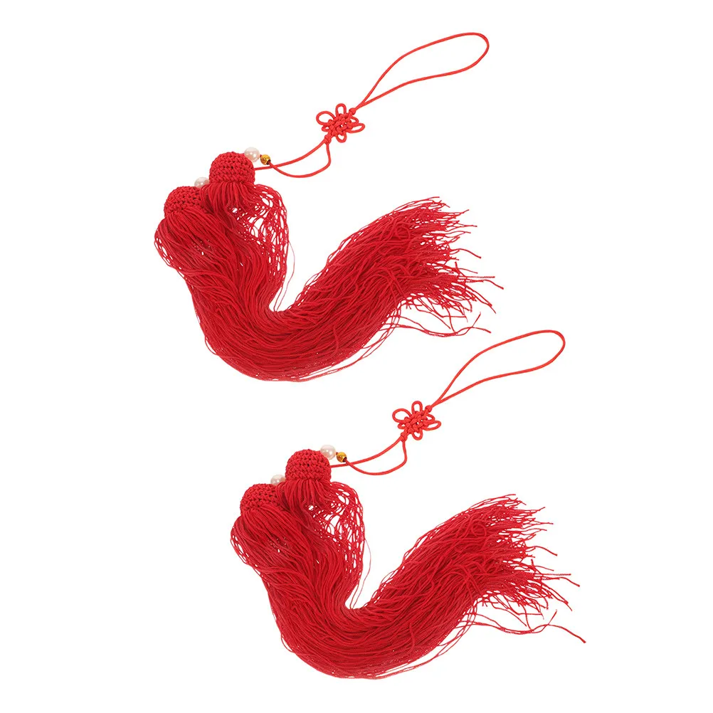 2Pcs Tassel Decor Vibrant Red Hanging Tassel for Tai Martial Arts Fitness Essential Training Competition