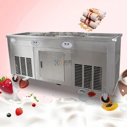 Electric Rolled Fried Ice Cream Machine with Big Round Flat Pan Frying Ice Gelato Yogurt Milk Fruit Roller Machine