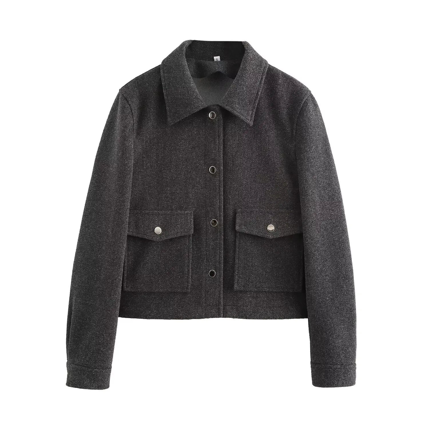 

ZAB Autumn New Women's Faionable Casual Double ket Woolen Coat Sli Versatile Polyester Fiber ort Outerwear