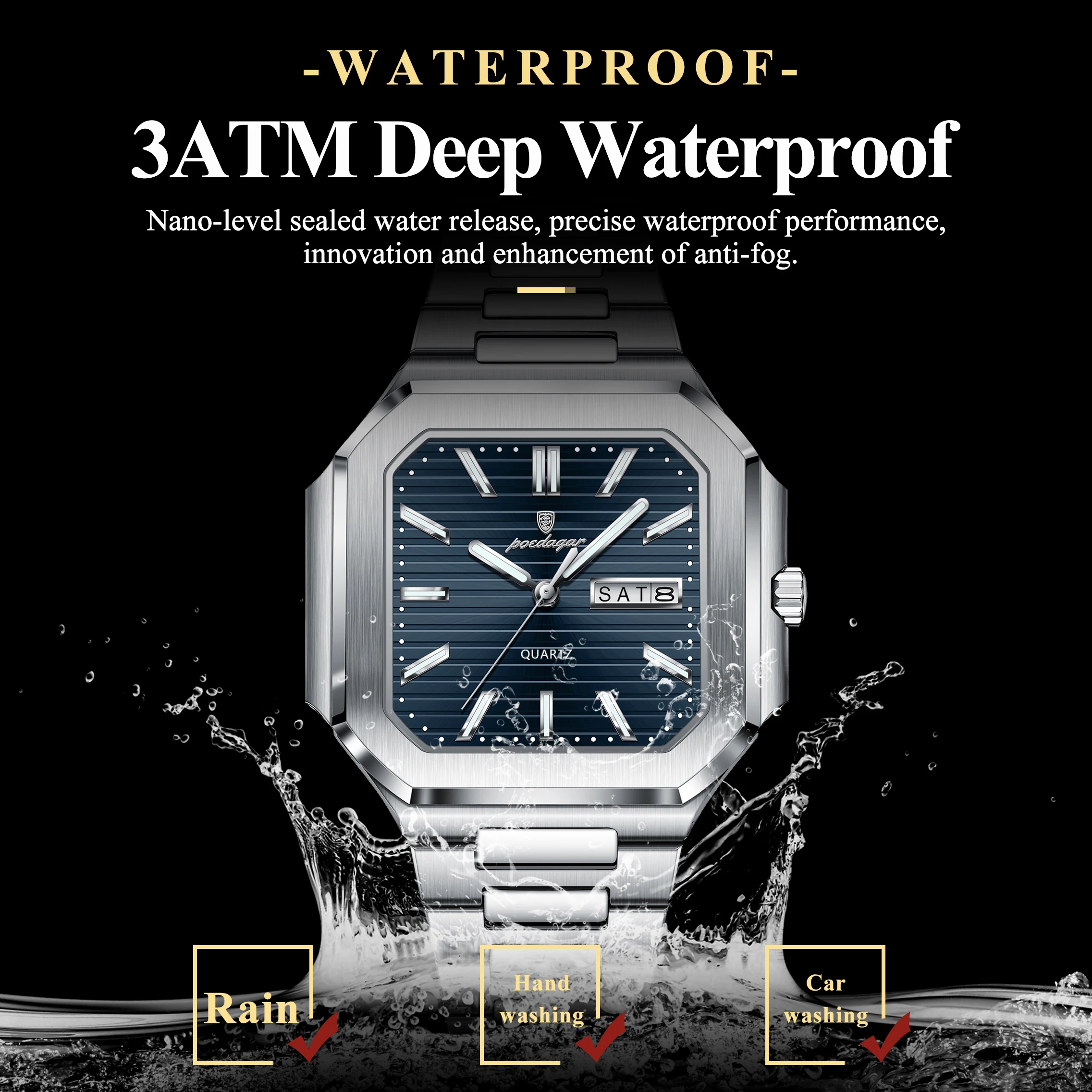 Men's Business Waterproof Luminous Date Week Watch