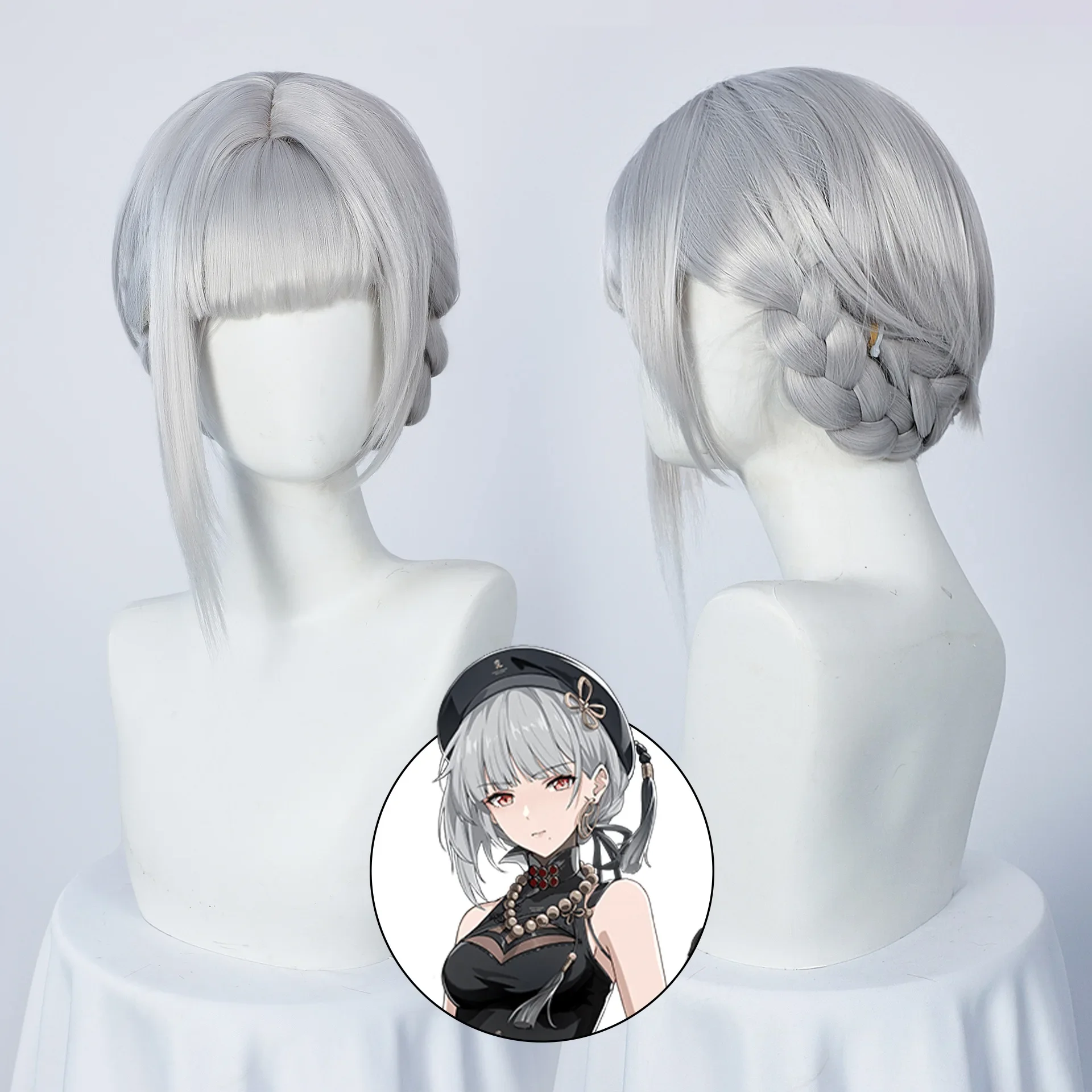 IN STOCK Game Wuthering Waves Sanhua Cosplay Wig Silvery white Hair For Halloween party Role Play Wig + Free Cap