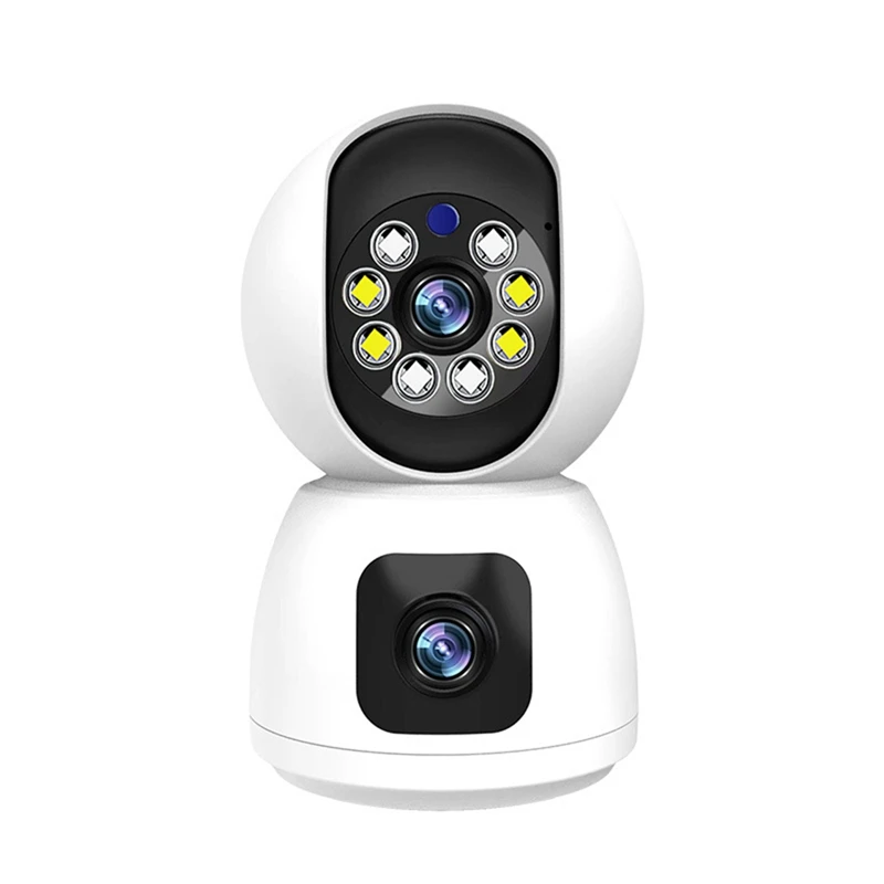 Cámara de vigilancia con doble lente para el hogar, Monitor de bebé, protección de seguridad, Wifi, PTZ, intercomunicador de vídeo, 2MP