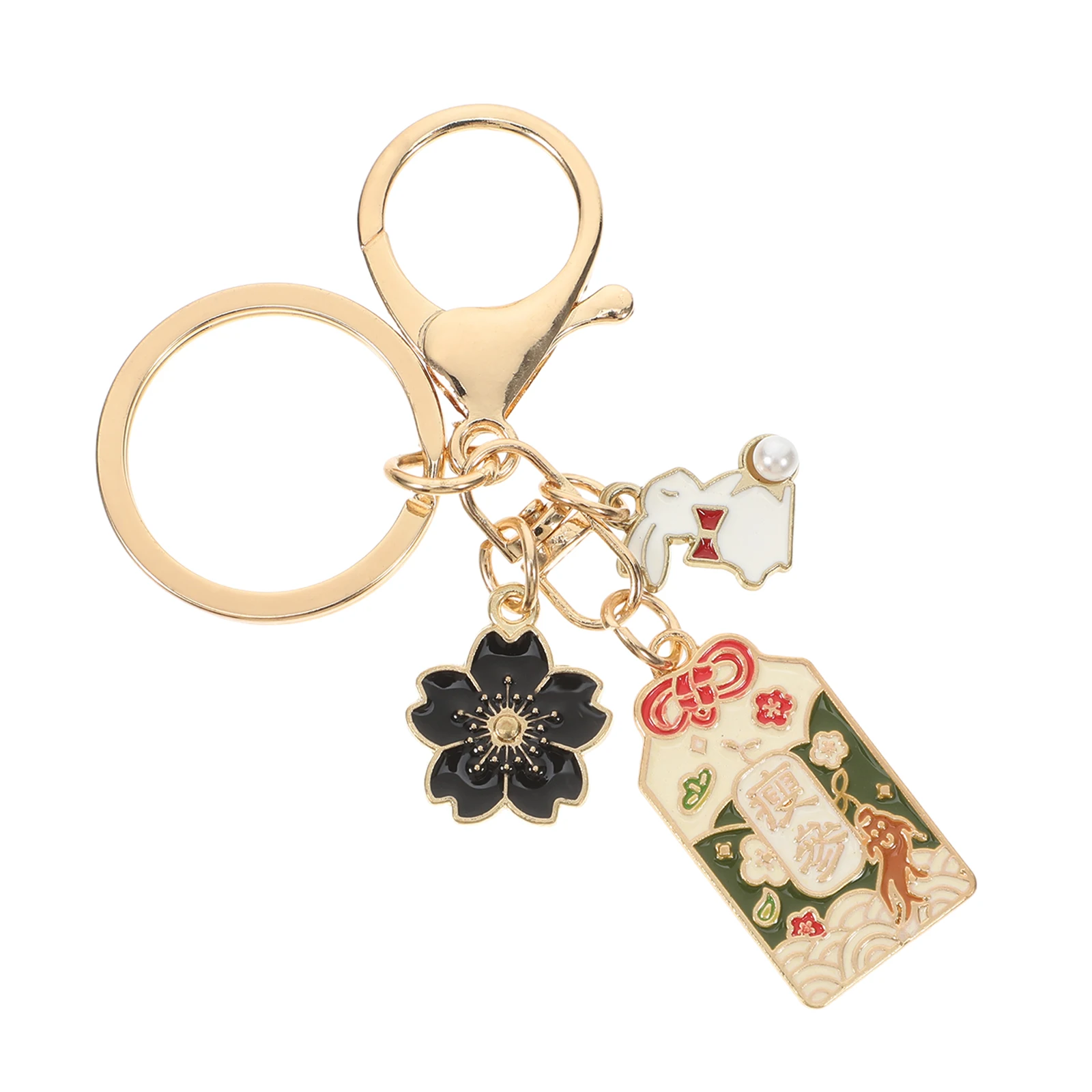 

Rabbit Keychains Cute Flower Bag Pendant Durable Alloy Keyring for Women Girls Backpack Purse Lucky Japanese Charm