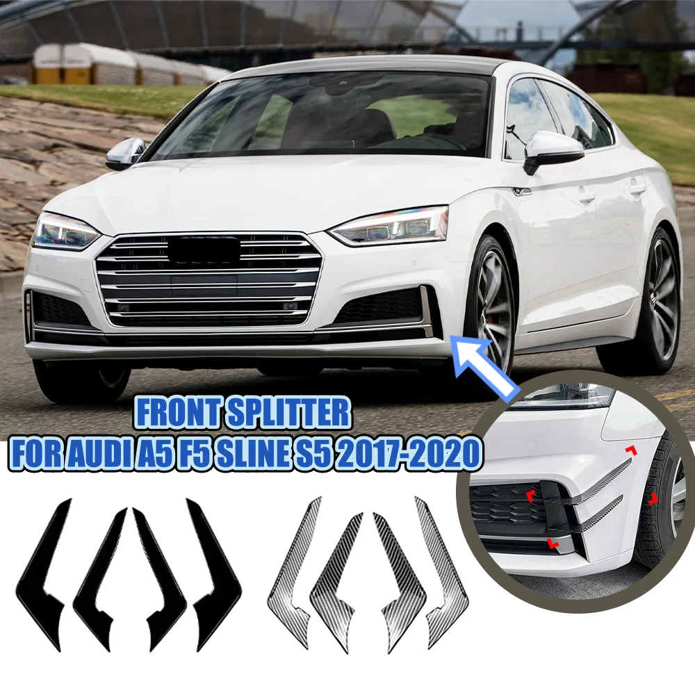 

Car Front Bumper Splitter Lip Spoiler Diffuser Canards Trim Sticker For Audi A5 F5 S5 2017 2018 2019 2020 Pre S-Line Sportback