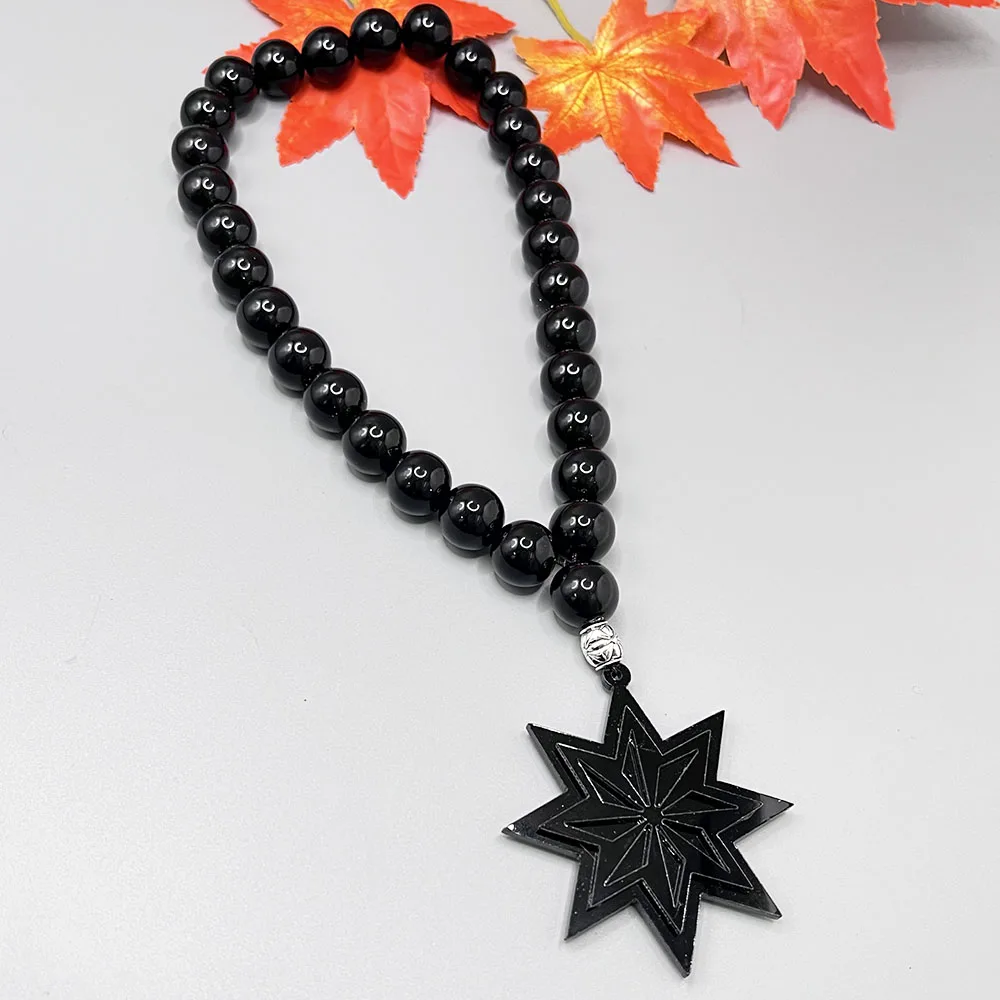 GS25 New Rosary Ornaments Star Necklace 3D Stereo Laser Cutting Pendant Vehicle Rearview Mirror Decoration Acrylic Accessories