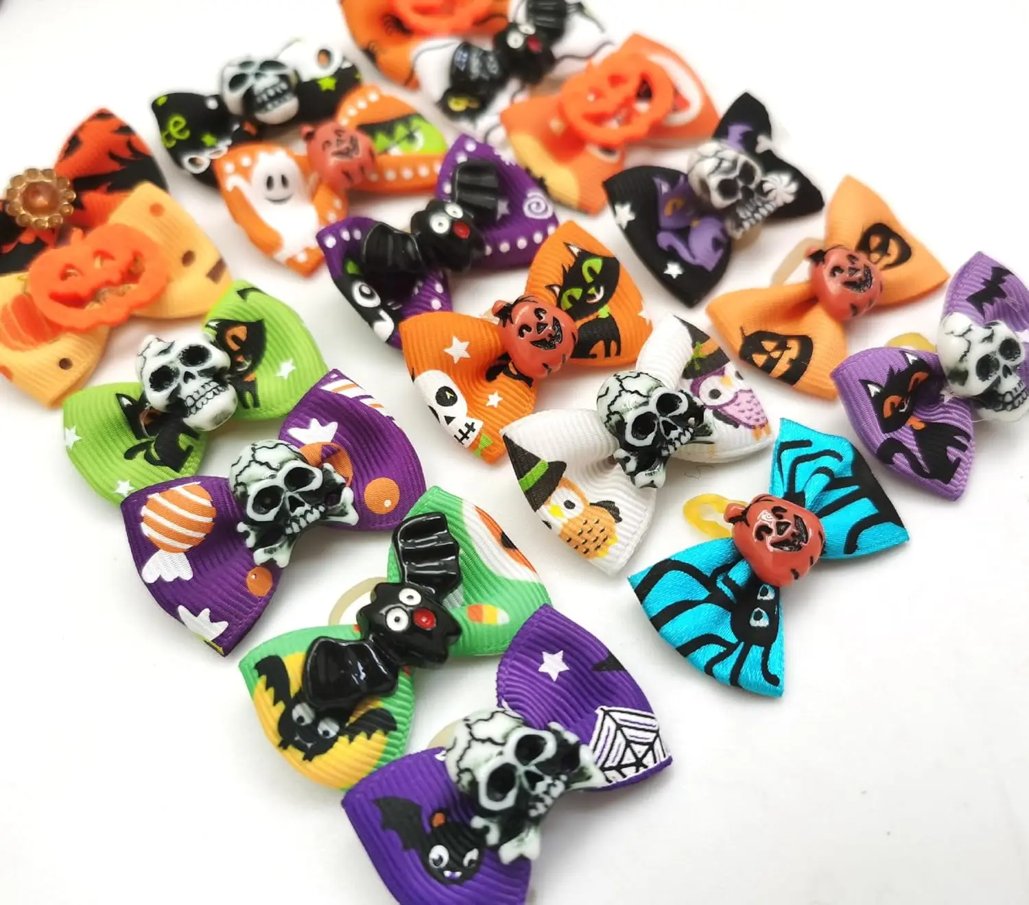Halloween-Band mit Schleife für Welpen, Yorkie, Hundehaar, mit Gummiband, 40 mm, verschiedene Farben, verschiedene Muster, Haustierpflegeprodukte (Halloween) – Detail 8