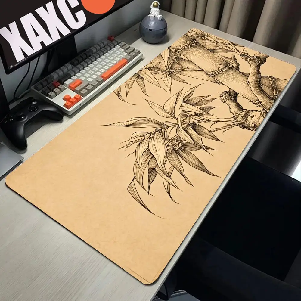 

HYBXAXC Bamboo Line Art Mouse Pad Serene Beige & Minimalist Zen Japanese Mouse Pad for Office Decor and Gamers Setup Desk Mouse