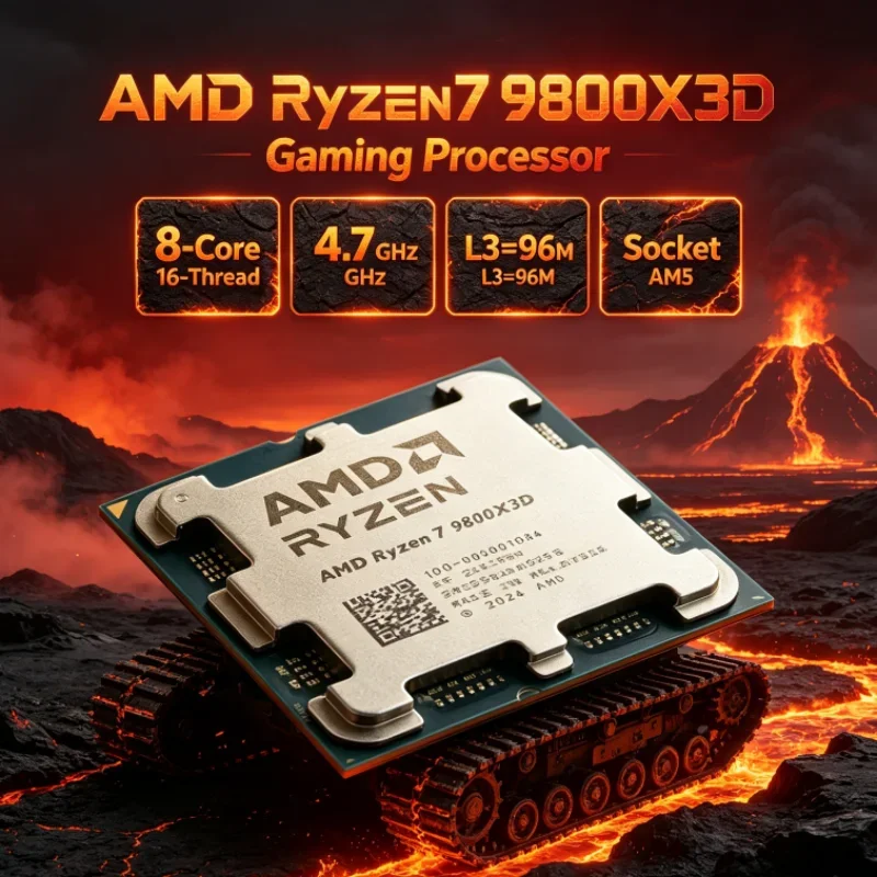 AMD Ryzen 7 9800X3D 8-Core 16-Thread Socket AM5 L3=96M 120W DDR5 Gaming Processor 4.7GHz 4NM R7 9800X3D