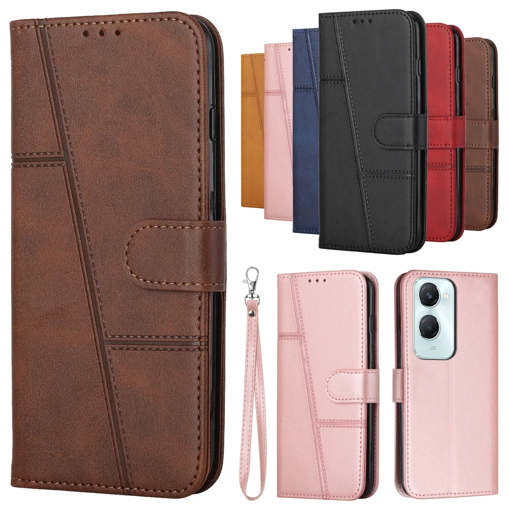 Card Slot Wallet Flip Case For vivo Y03 Y18 Y22 Y28 Y35 Y38 Y55 Y76 Y200E Y200 V40 SE V30E V30 Lite iQOO Z9X Leather Phone Cover