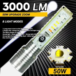 Spotlight Long-range Strong Light XPG Focusing Flashlight Type-C Charging With Strong Magnetic Pen Clip Fluorescent Keychain