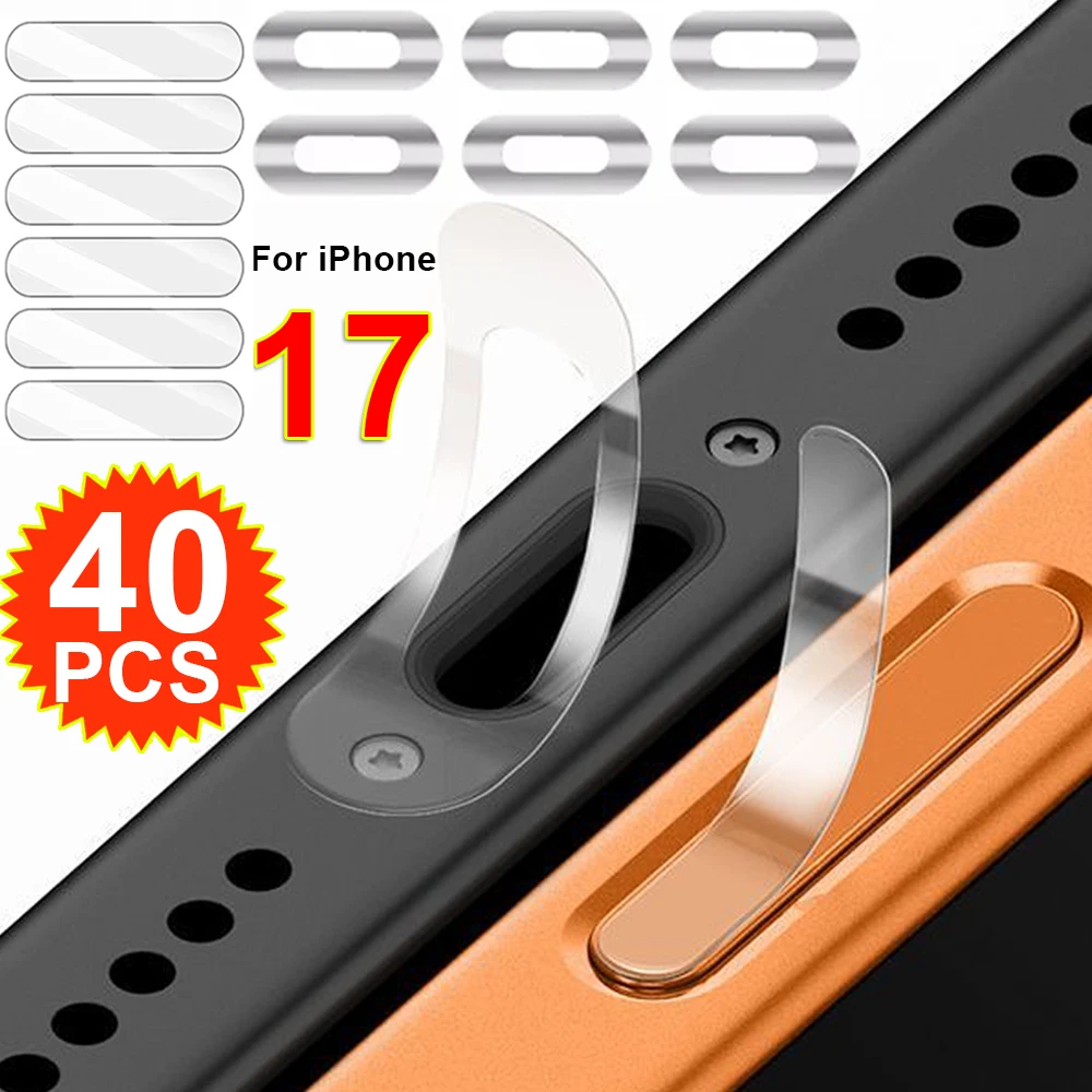 Type-C Charging Port Protector Film Camera Button Stickers for iPhone 17 16 Pro Max Soft Tempered Glass Film Dustproof Stickers
