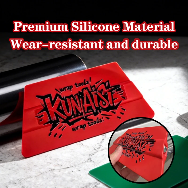 Magnetic Vinyl Wrap Squeegee for Film Installation, Durable Dual-Hardness Silicone Trapezoidal Squeegee, Thin-Edge Double-Sided