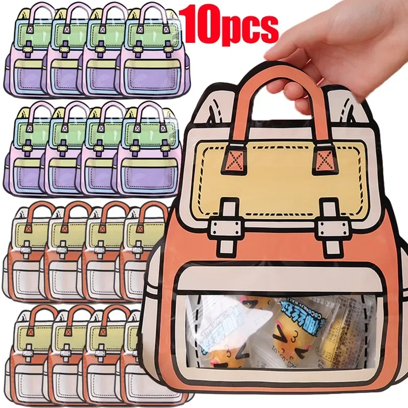 Candy Snack Packaging Ziplocks Bag School Bags Shape Seal Bags Portable Cookies Storage Pouch for Kids Birthday Gifts Decoration