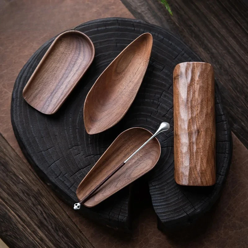 

Boutique Walnut Wood Tea Spatula Zen Alloy Tea Spoon Set TSix Gentlemen Elegant Tool Set Teaware Utensils Tableware Gift