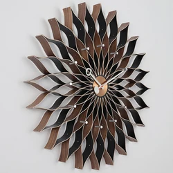 Creative Sunflower Wall Clock Nordic Living Room Decoration Clocks Bedroom Silent Movement Wall Clocks Large Home Interior Clock