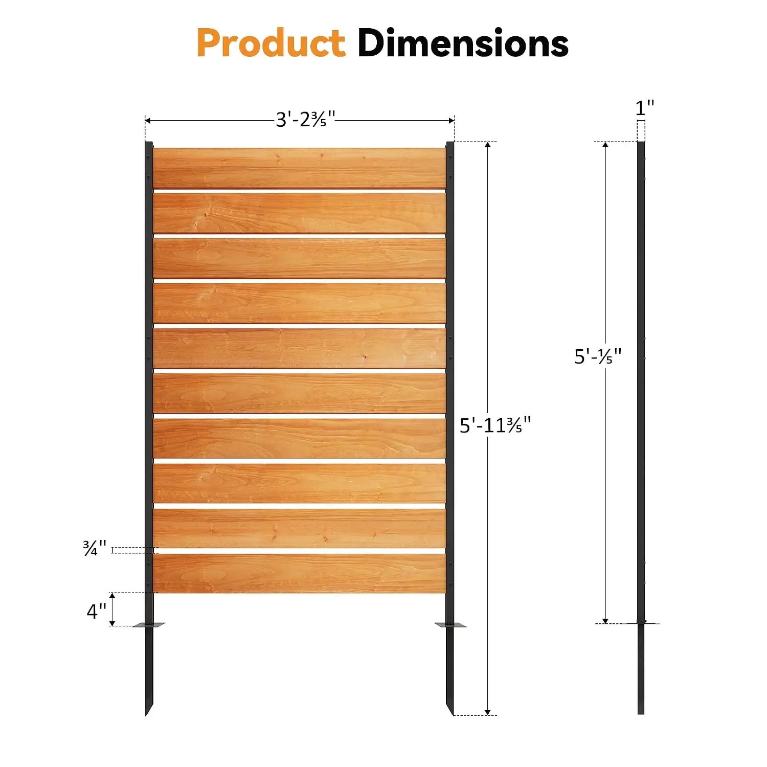 Modern Shade 5x3 Privacy Fence Panels, Cedar Wood Privacy Screen for Patio