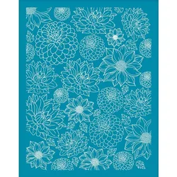 4x5 Inch Dahlias Clay Stencils Dahlias Flower Silk Screen for Polymer Clay Floral Silk Screen Stencils Mesh Transfer Stencils