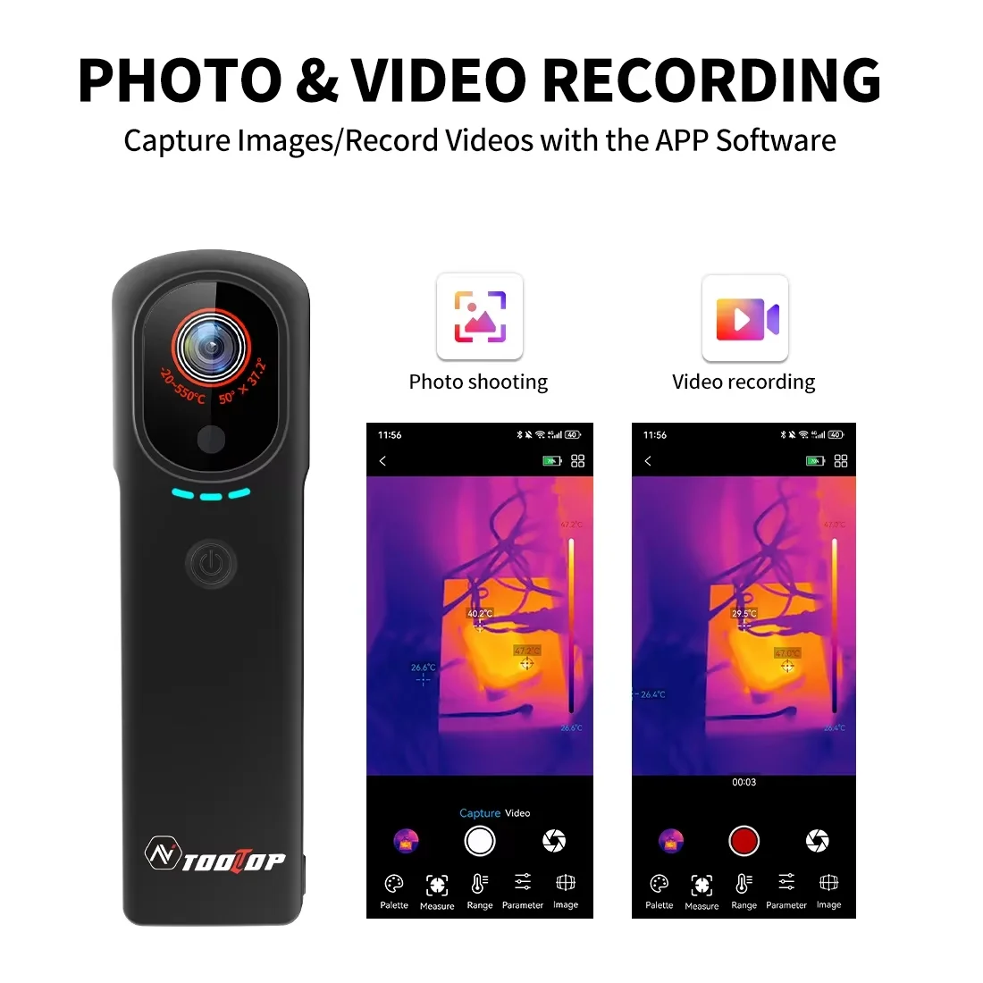 Immagine 4: Termocamera TOOLTOP T9 WIFI Termocamera 256*192 per smartphone Android iOS -20~550 ° Ispezione del circuito domestico per riscaldamento a pavimento C