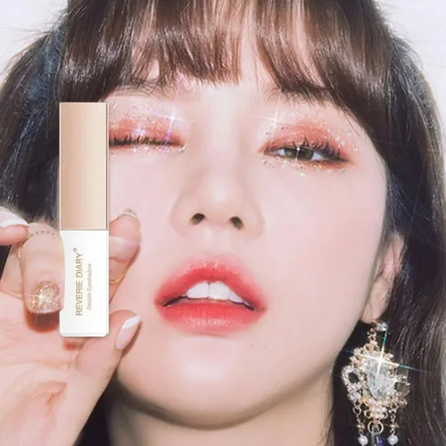 Barra de sombra de ojos de terciopelo degradado de colores dobles 2 en 1, maquillaje perezoso, sombra de ojos metálica brillante duradera resistente al agua, cosméticos para mujer