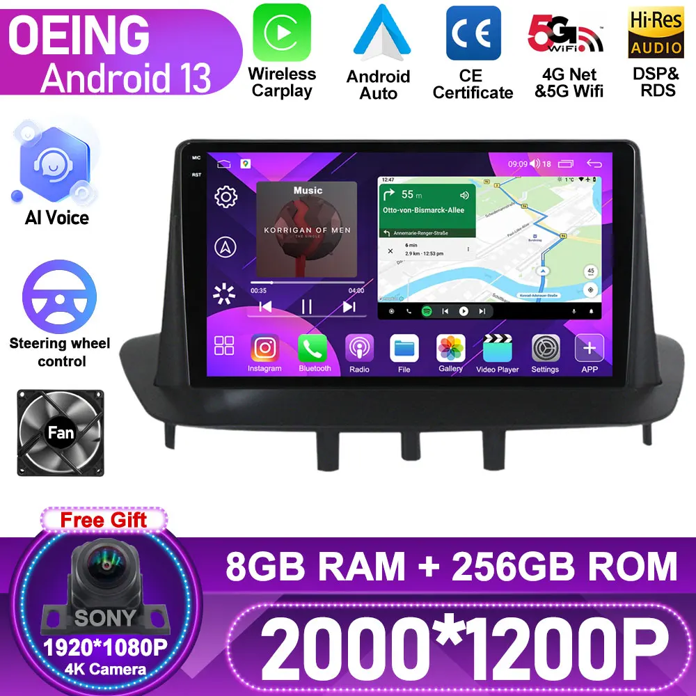 For Renault Megane 3 2008 - 2014 Car Radio Multimedia Video Player Navigation GPS Android No 2din 2 din dvd Wireless Carplay