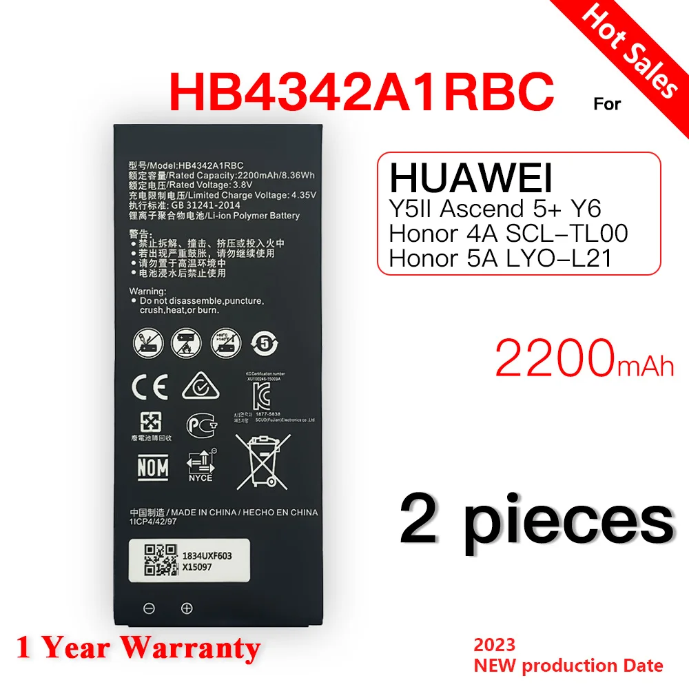 HB4342A1RBC Replacement Phone Battery For Huawei y5II Y5 II 2 Ascend 5+ Y6 honor 4A SCL-TL00 honor 5A LYO-L21 2200mAh Batteria