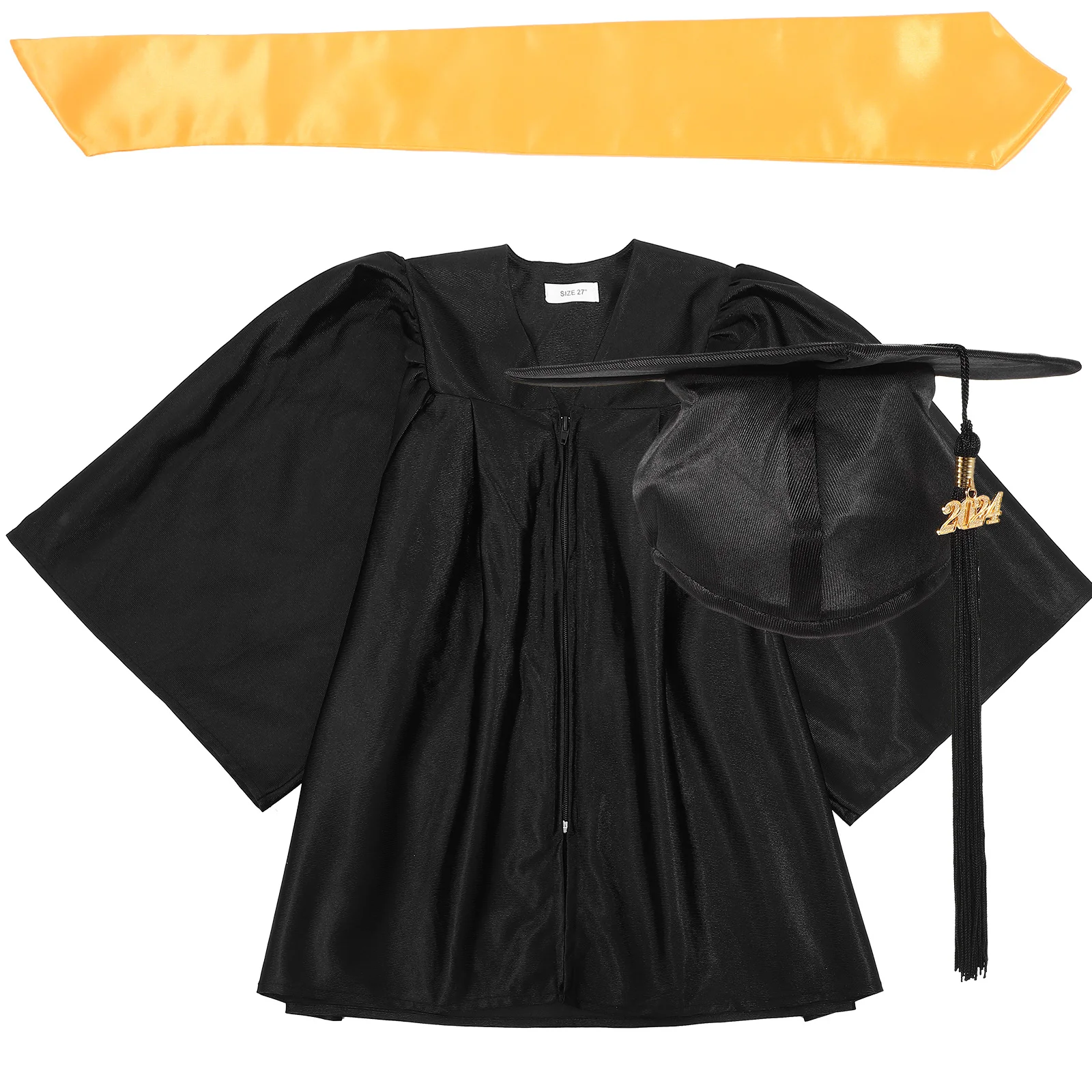 

Apparel Graduation Dress Hat Shawl Set Costume Cap and Gown for Belt Tassel Kindergarten Black Toddler