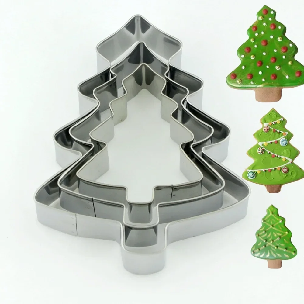 

3pcs Christmas Stainless Steel Christmas Pastry Tree Mold for DIY Cake Chocolate Mold Kitchen Baking Tools Baking Pastry Dessert