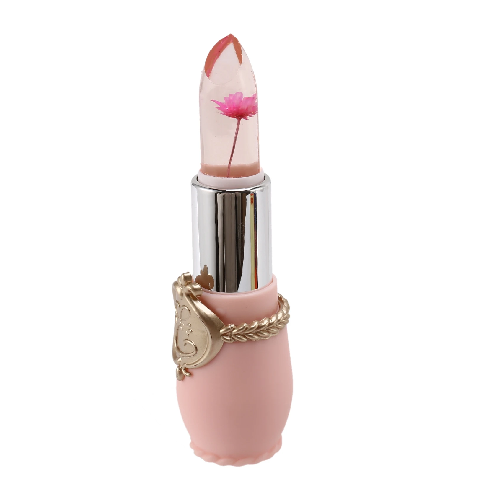 Belleza flor brillante cristal jalea lápiz labial mágico cambio de temperatura Color bálsamo labial maquillaje rosa