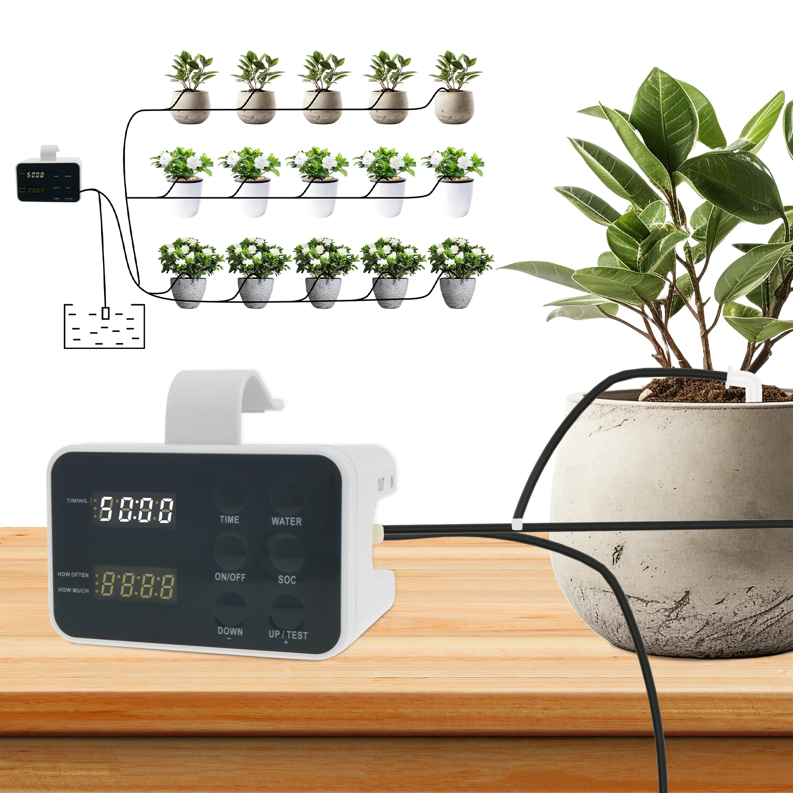 Automatic Plant Water Indoor, 15 Potted Plants Self Watering System Automatic Drip Irrigation Kit Plant Watering Devices